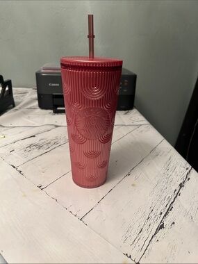 Starbucks Red-Pink Ombre Reusable Tumbler with Straw